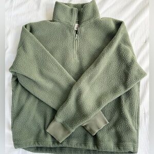 Everlane ReNew Quarter Zip Fleece Green size S